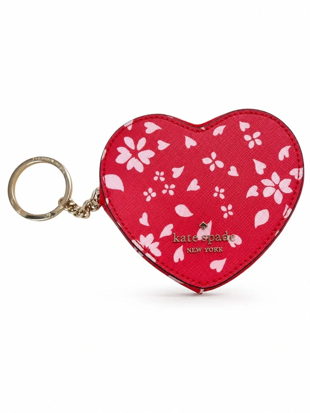 Kate Spade Red Floral Heart Key Ring Coin Purse